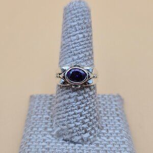 Size 7.75 Sterling Silver Unique Design Cubic Zirconia Gems Ring A6024